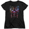 Power Rangers Team Of Rangers Womens T Shirt Black Officially Licensed