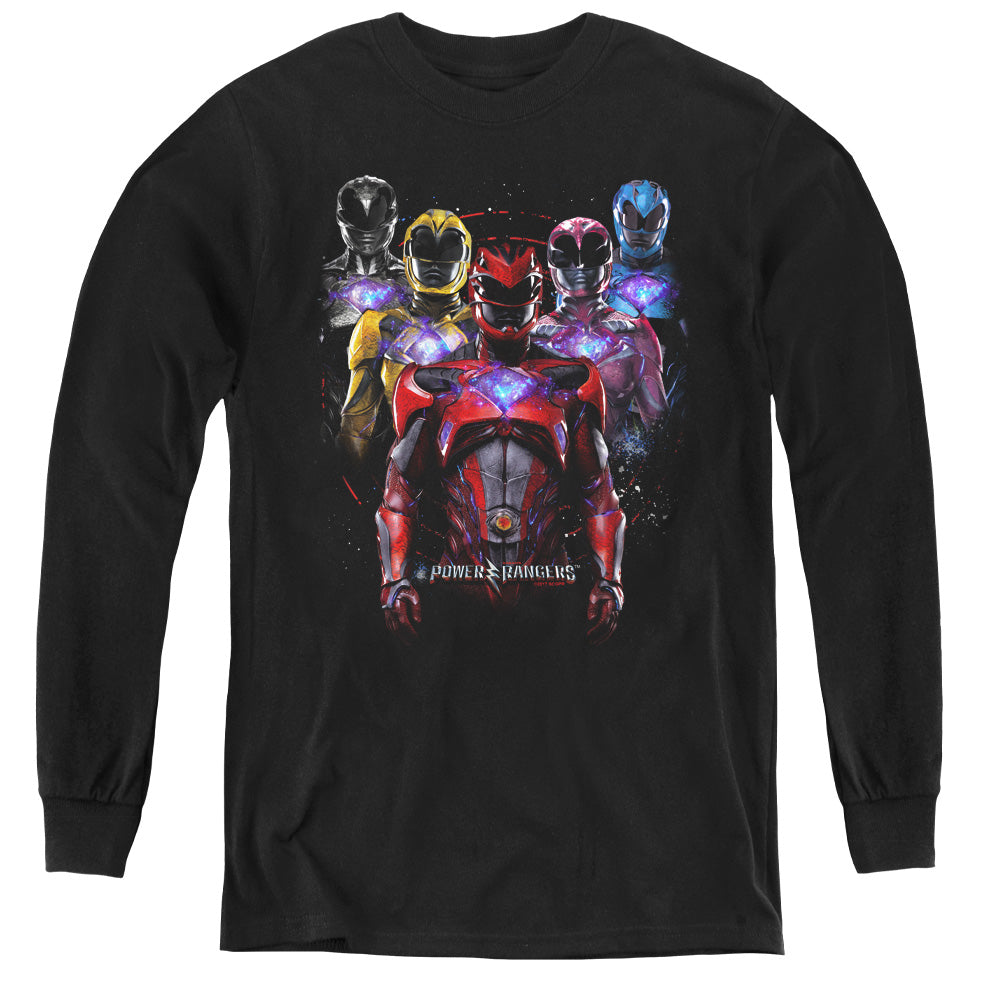 Power Rangers Team Of Rangers Long Sleeve Kids Youth T Shirt Black Officially Licensed
