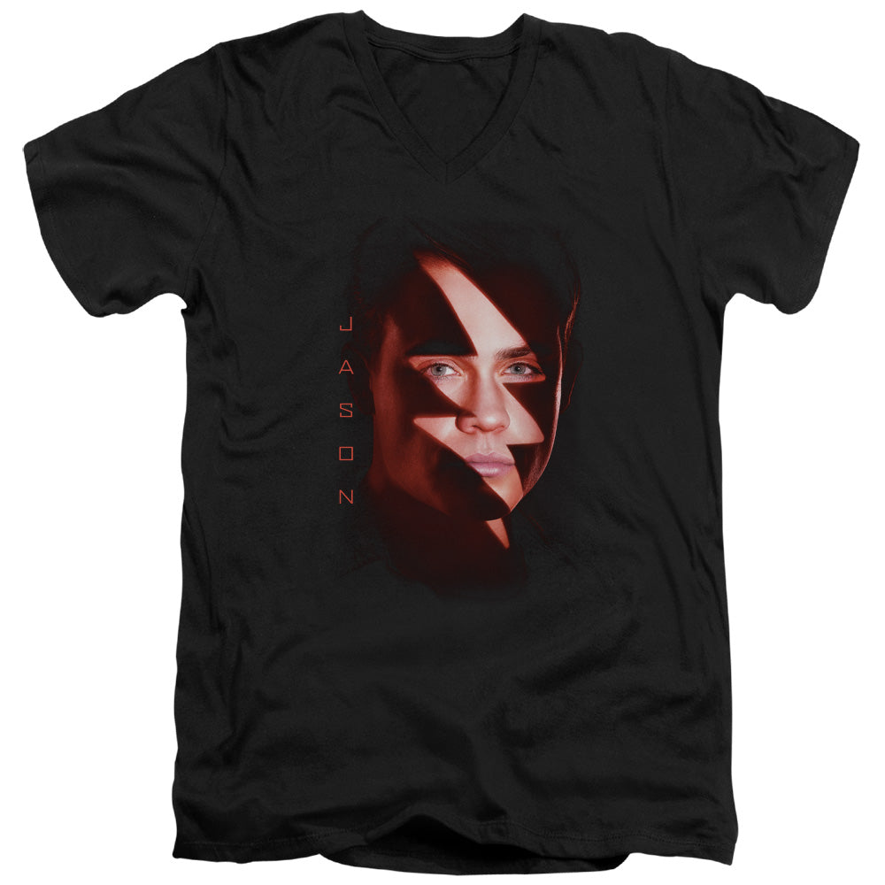 Power Rangers Jason Bolt Mens Slim Fit V-Neck T Shirt Black Officially Licensed