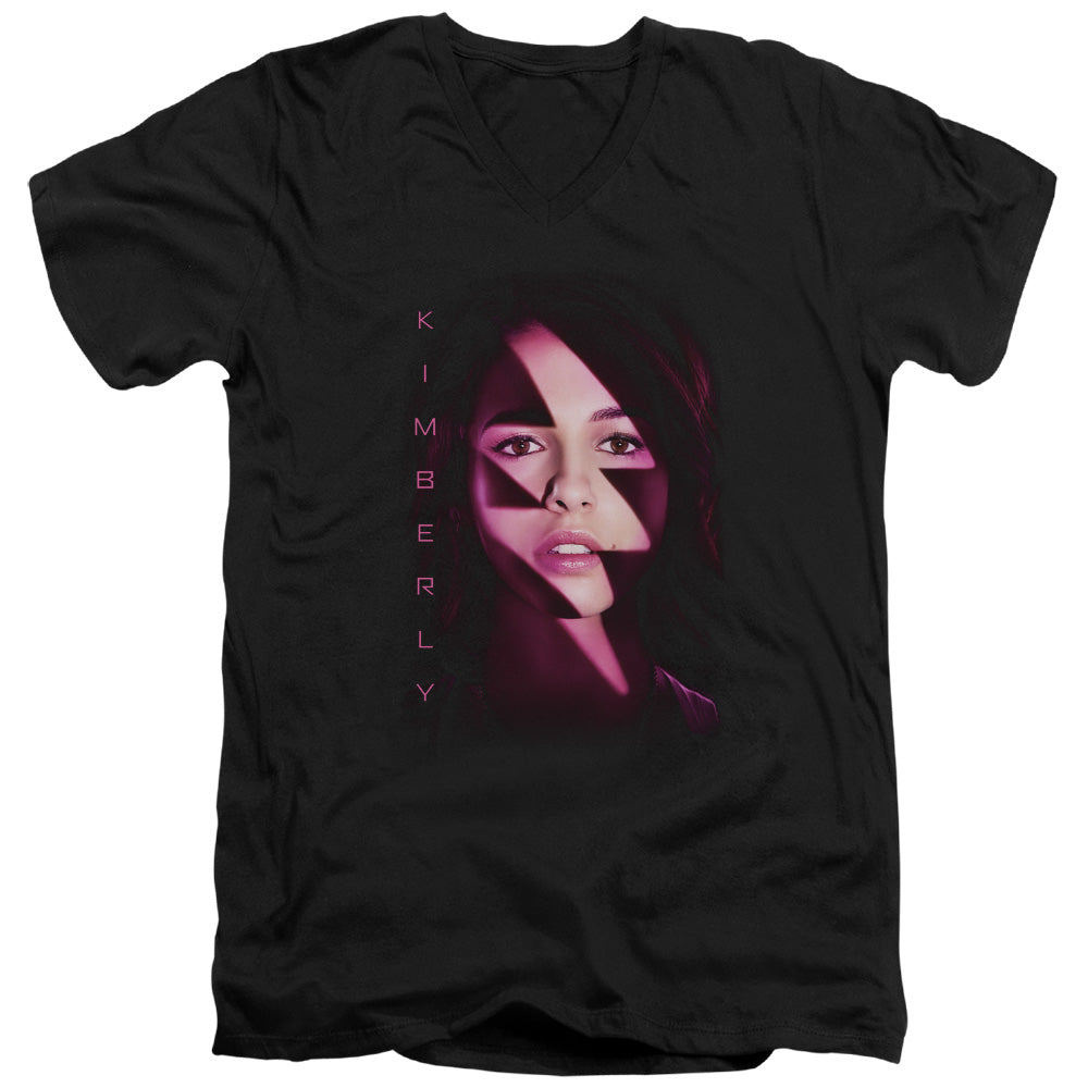 Power Rangers Kimberly Bolt Mens Slim Fit V-Neck T Shirt Black Officially Licensed