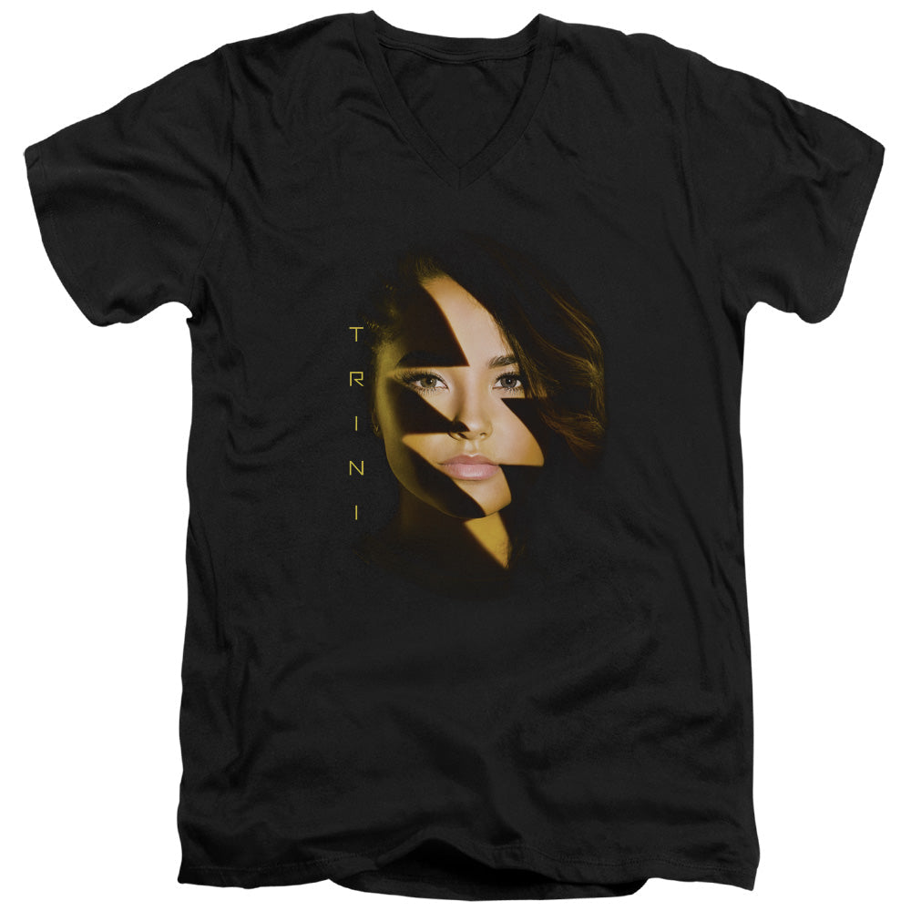 Power Rangers Trini Bolt Mens Slim Fit V-Neck T Shirt Black Officially Licensed