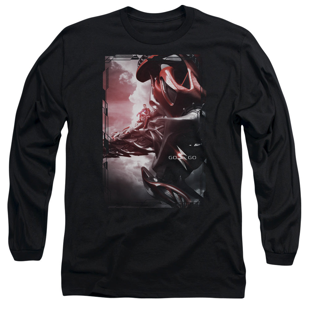 Power Rangers Red Zord Poster Mens Long Sleeve Shirt Black Officially Licensed