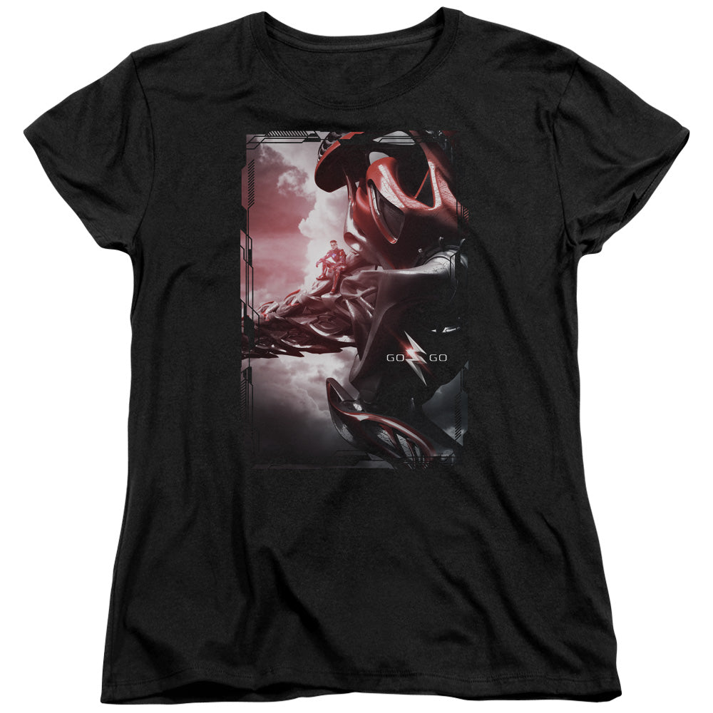 Power Rangers Red Zord Poster Womens T Shirt Black Officially Licensed