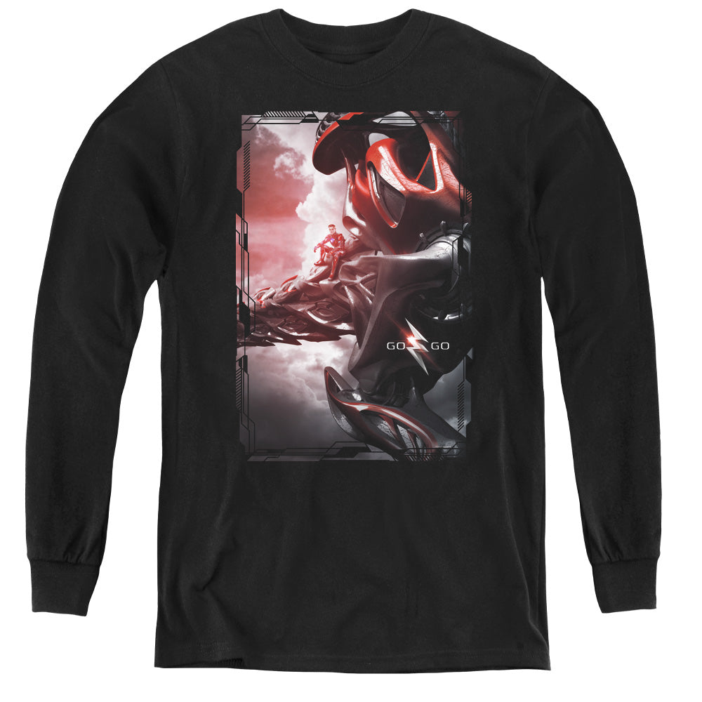 Power Rangers Red Zord Poster Long Sleeve Kids Youth T Shirt Black Officially Licensed