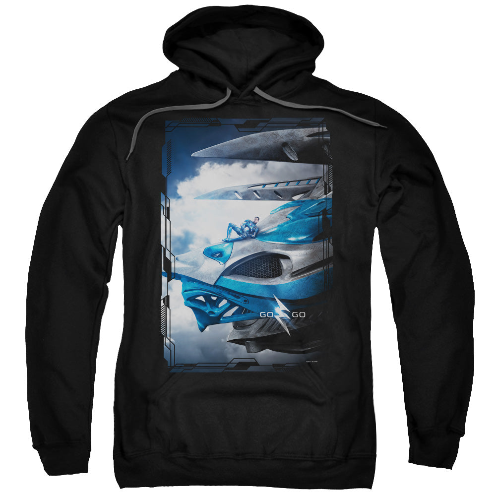 Power Rangers Blue Zord Poster Mens Hoodie Black Officially Licensed