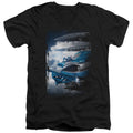Power Rangers Blue Zord Poster Mens Slim Fit V-Neck T Shirt Black Officially Licensed