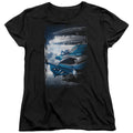 Power Rangers Blue Zord Poster Womens T Shirt Black Officially Licensed