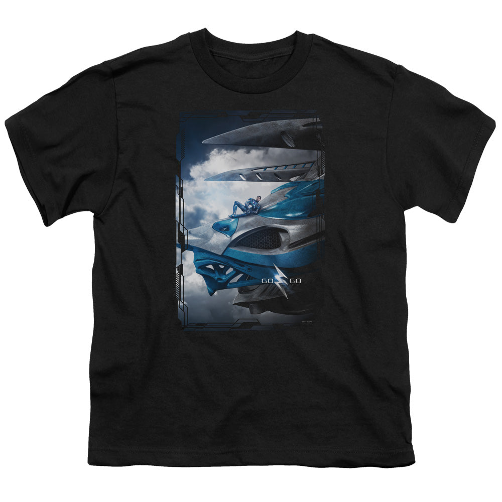 Power Rangers Blue Zord Poster Kids Youth T Shirt Black Officially Licensed