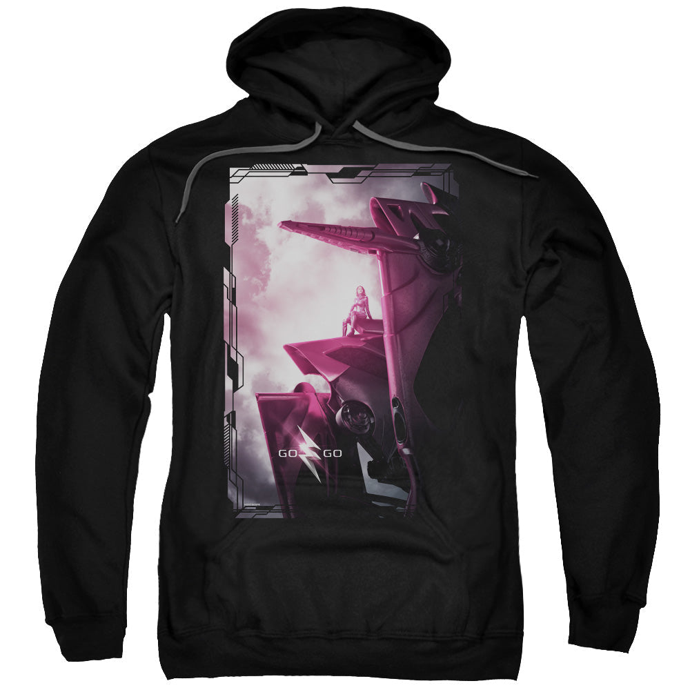 Power Rangers Pink Zord Poster Mens Hoodie Black Officially Licensed