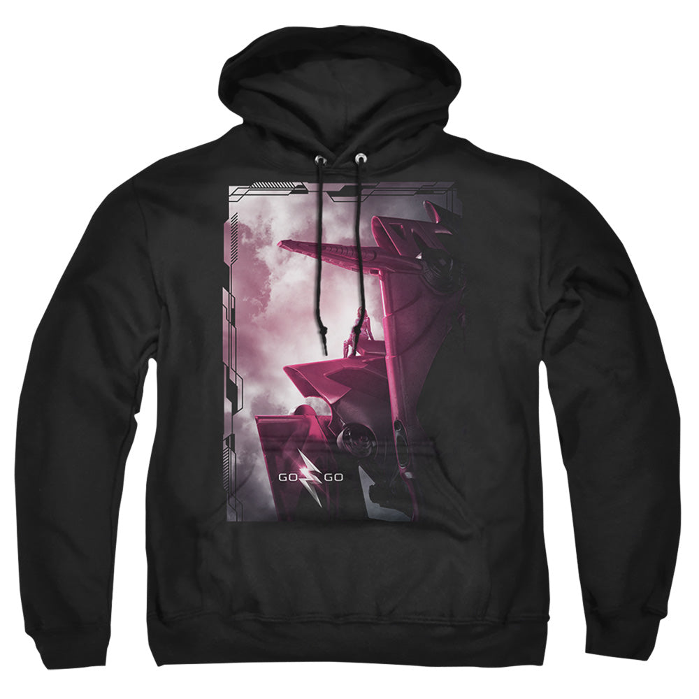 Power Rangers Pink Zord Poster Mens Hoodie Black Officially Licensed