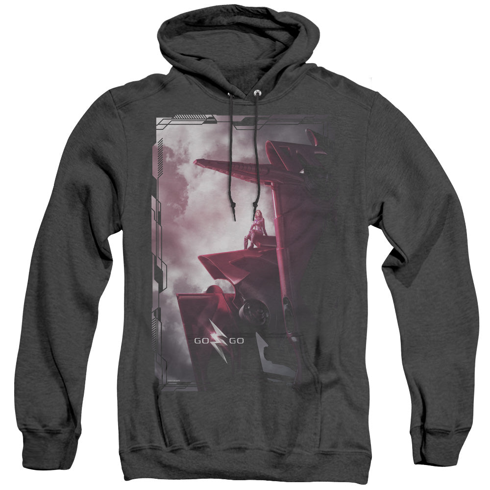 Power Rangers Pink Zord Poster Heather Mens Hoodie Black Officially Licensed