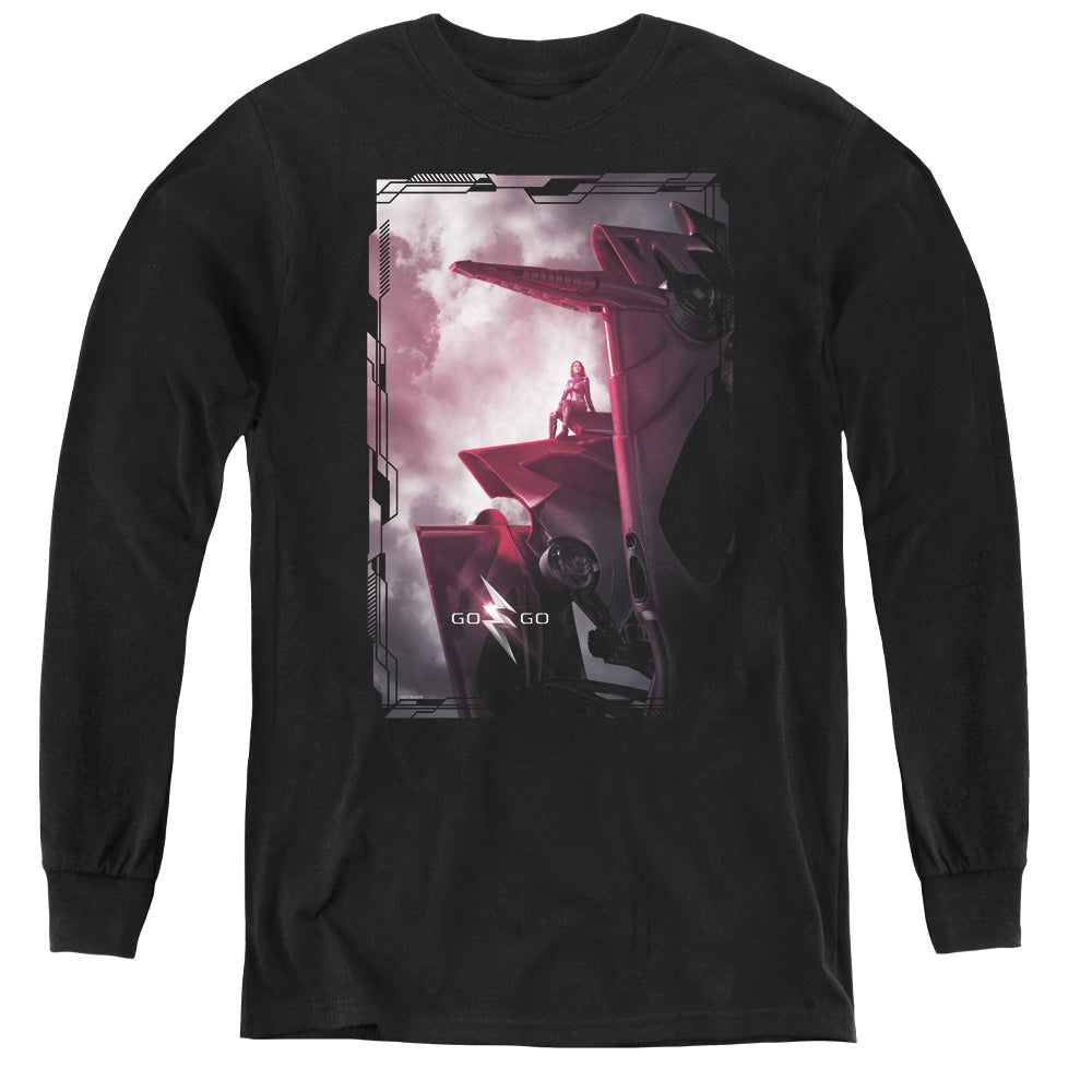 Power Rangers Pink Zord Poster Long Sleeve Kids Youth T Shirt Black Officially Licensed