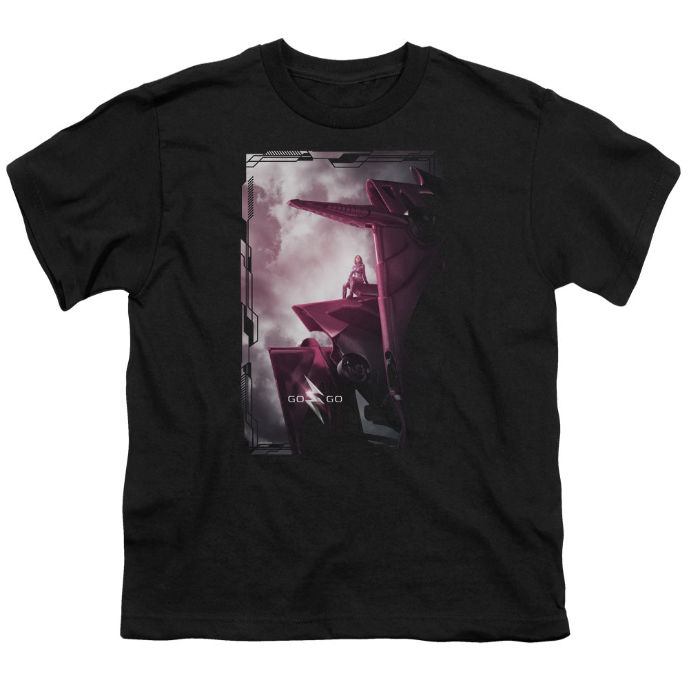 Power Rangers Pink Zord Poster Kids Youth T Shirt Black Officially Licensed