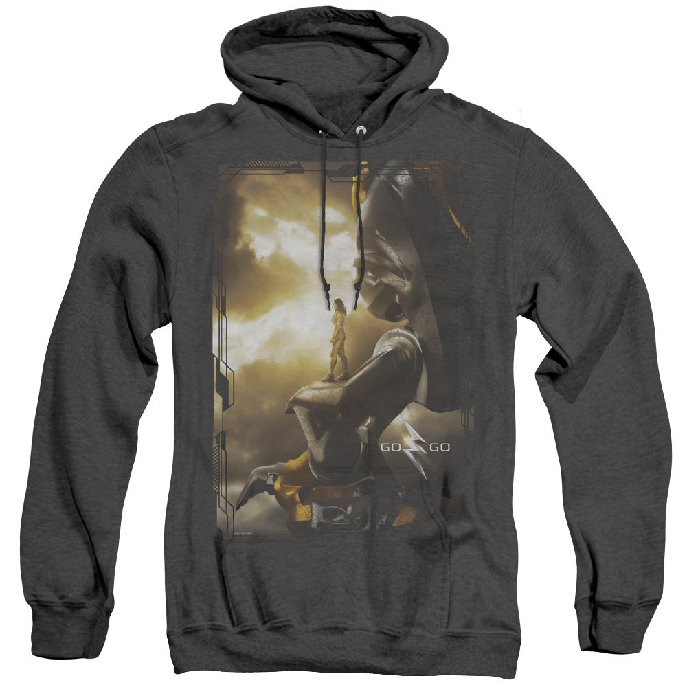 Power Rangers Yellow Zord Poster Heather Mens Hoodie Black Officially Licensed