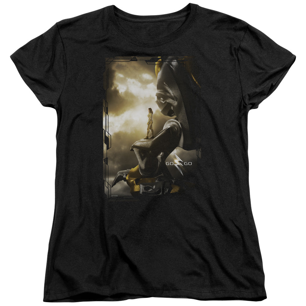 Power Rangers Yellow Zord Poster Womens T Shirt Black Officially Licensed