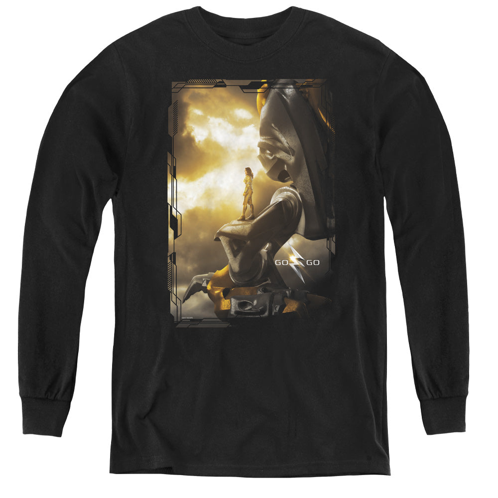 Power Rangers Yellow Zord Poster Long Sleeve Kids Youth T Shirt Black Officially Licensed