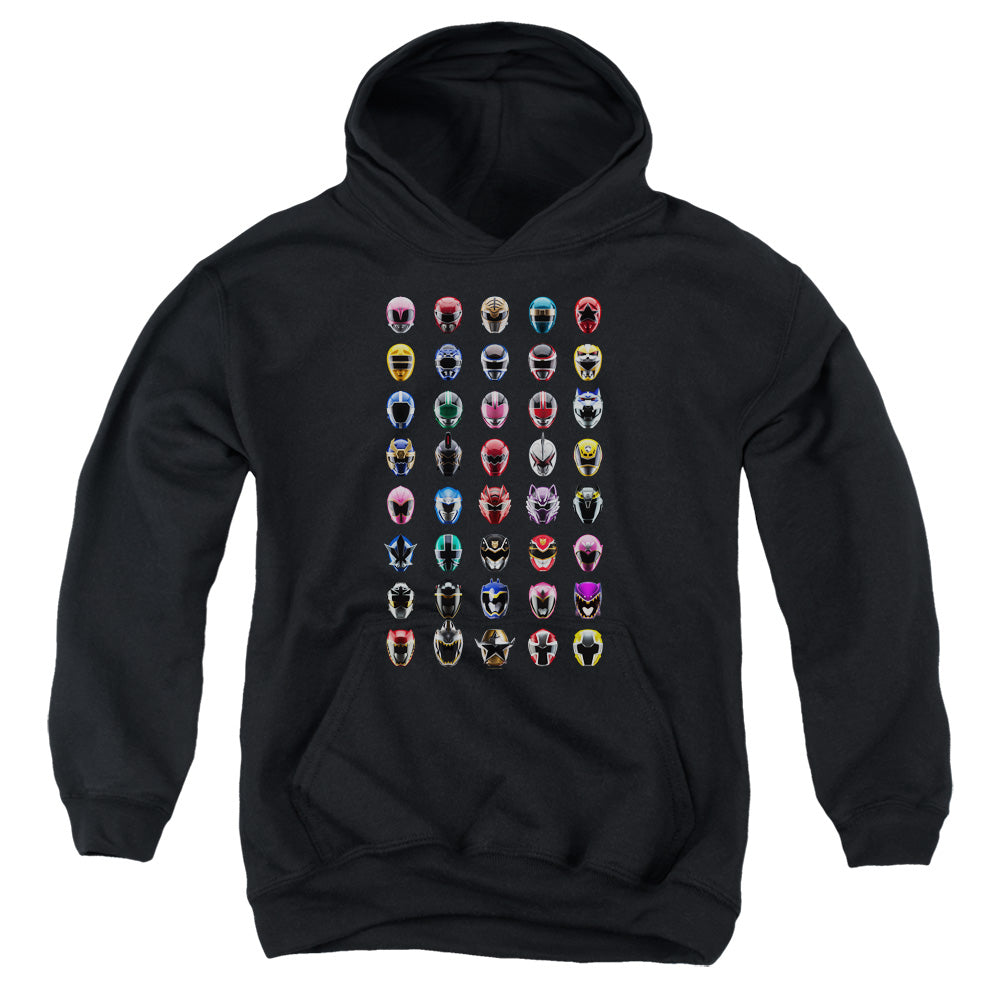 Power Rangers Visual Timeline Kids Youth Hoodie Black Officially Licensed