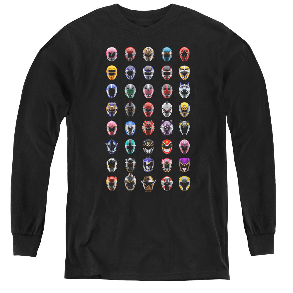 Power Rangers Visual Timeline Long Sleeve Kids Youth T Shirt Black Officially Licensed