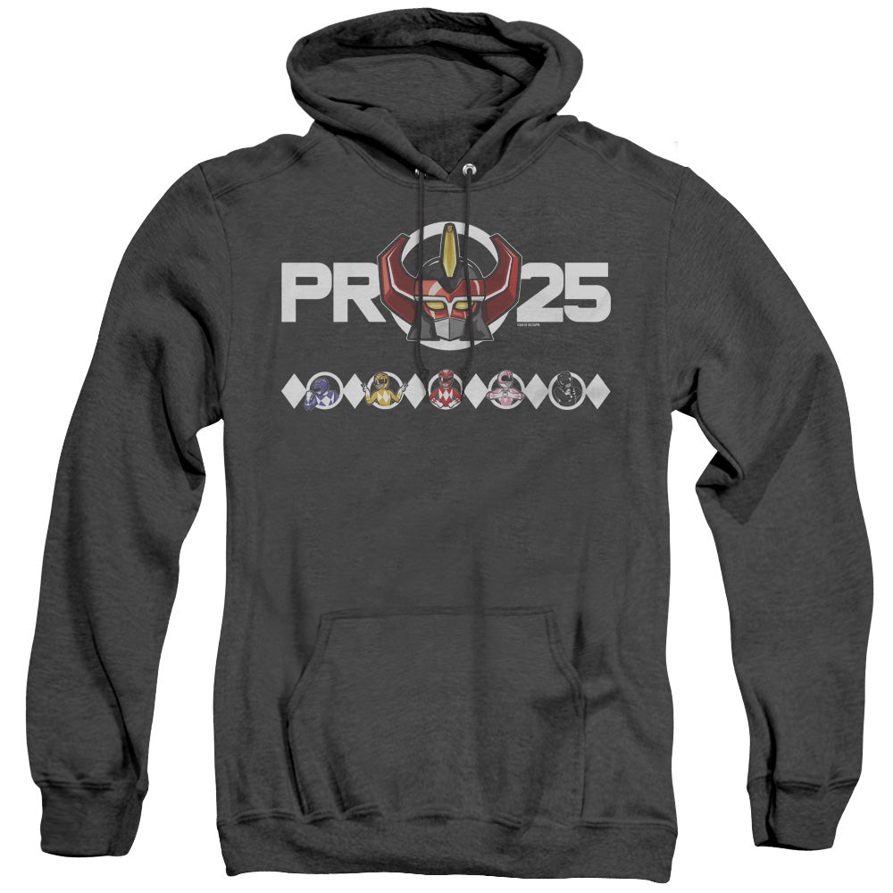 Power Rangers Megazord 25 Heather Mens Hoodie Black Officially Licensed