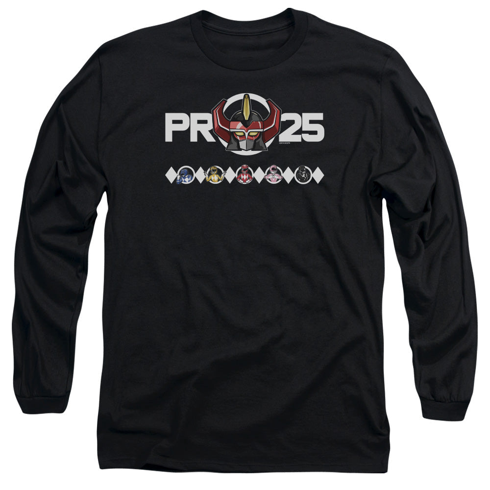 Power Rangers Megazord 25 Mens Long Sleeve Shirt Black Officially Licensed