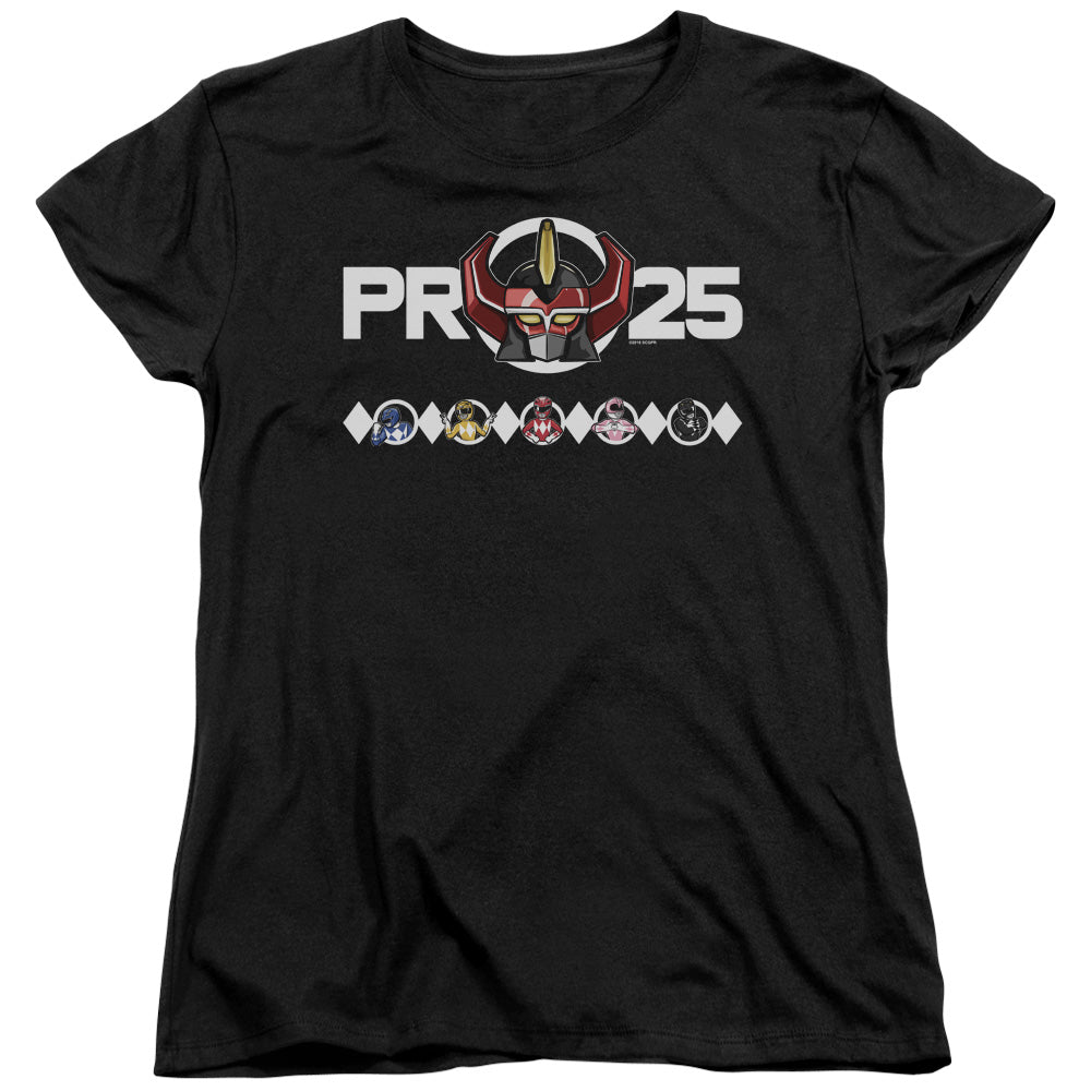 Power Rangers Megazord 25 Womens T Shirt Black Officially Licensed