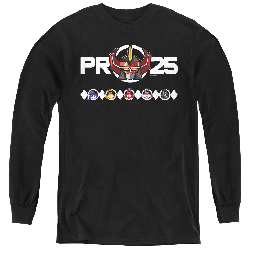Power Rangers Megazord 25 Long Sleeve Kids Youth T Shirt Black Officially Licensed