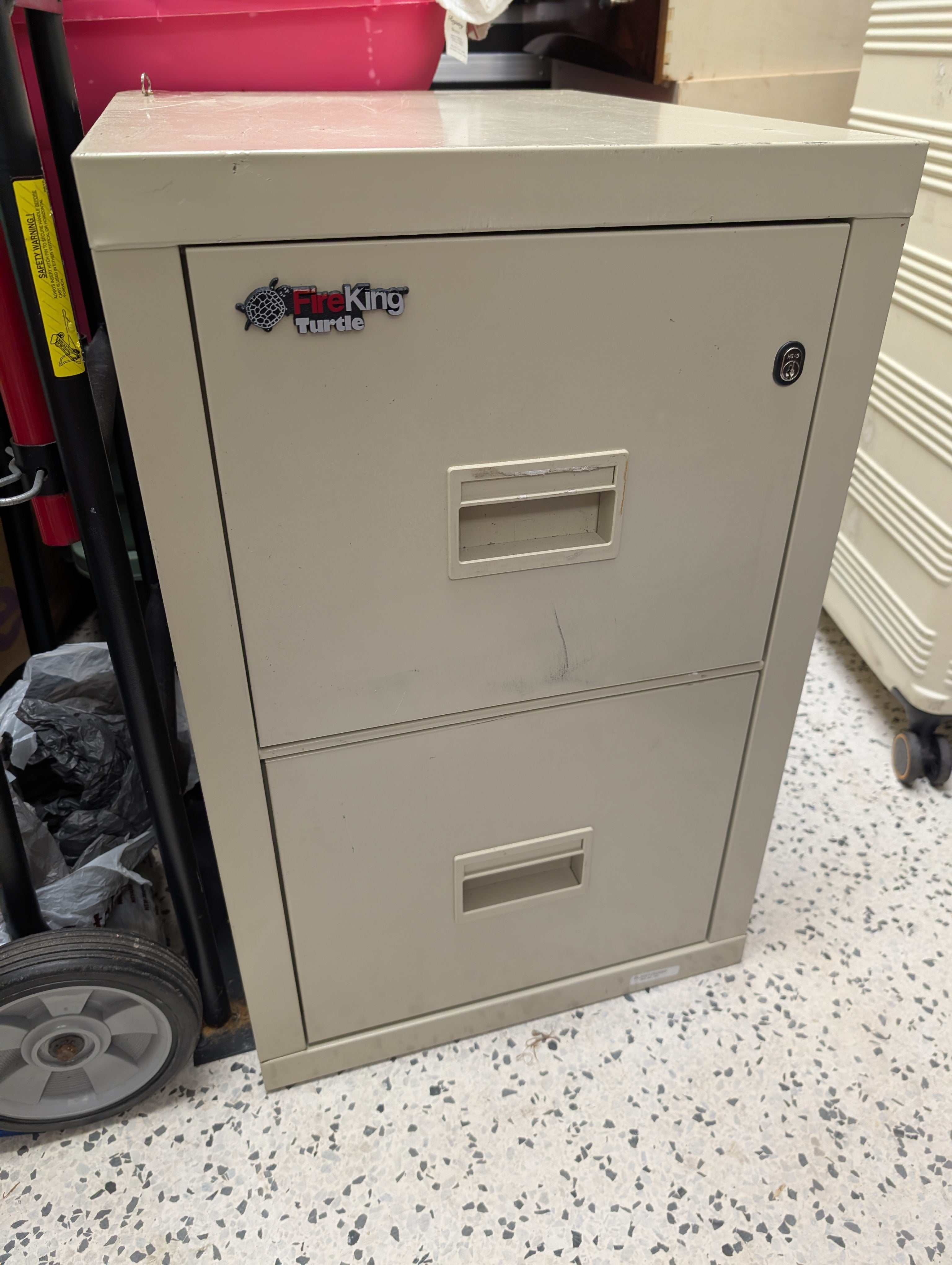 FireKing Turtle Series - Lockable Space Saving Vertical File Cabinet - 1-Hour Fire Rated - 2 Drawers