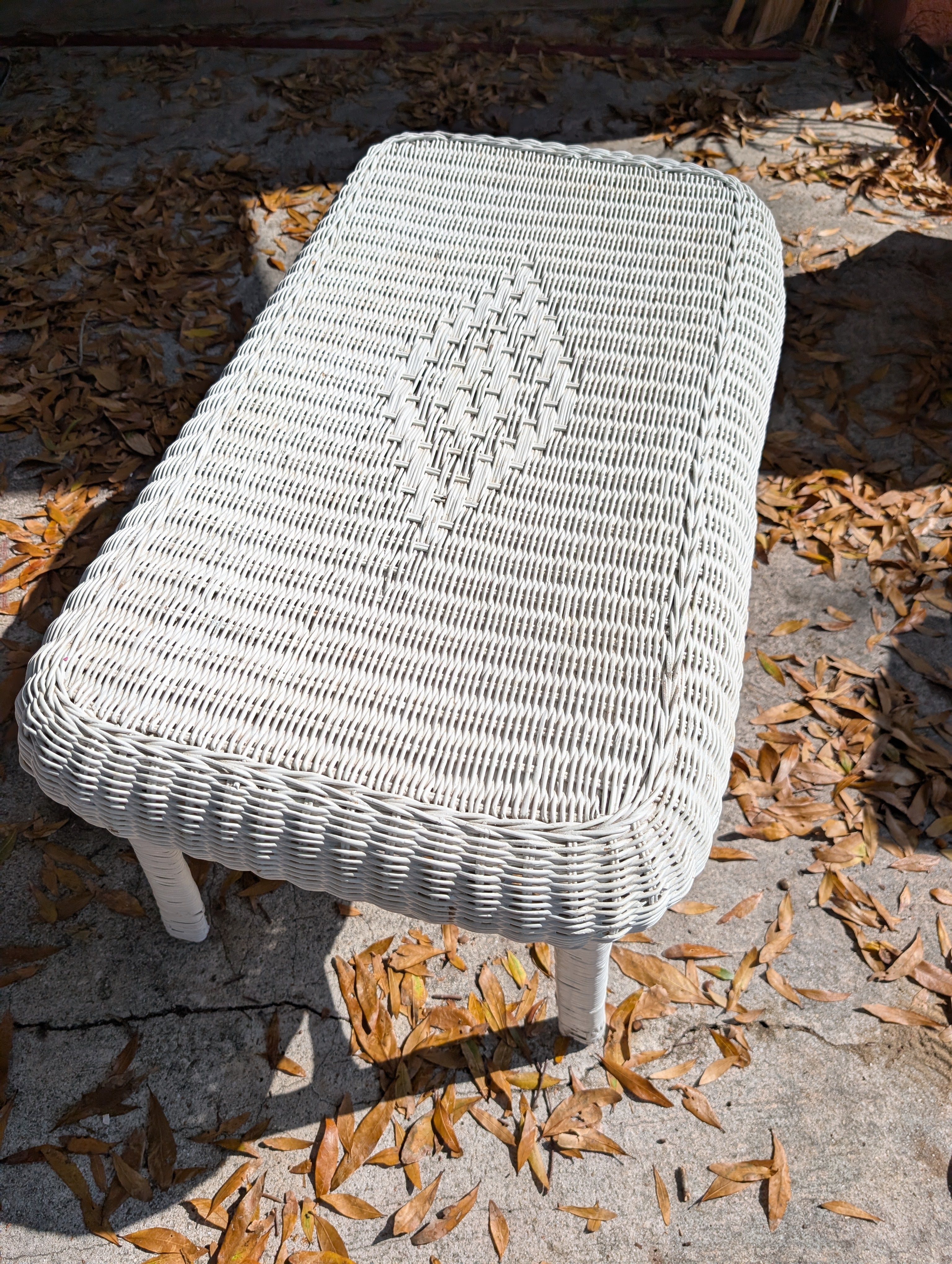 Bamboo Rattan Vintage WHITE BOHO CHIC TABLE