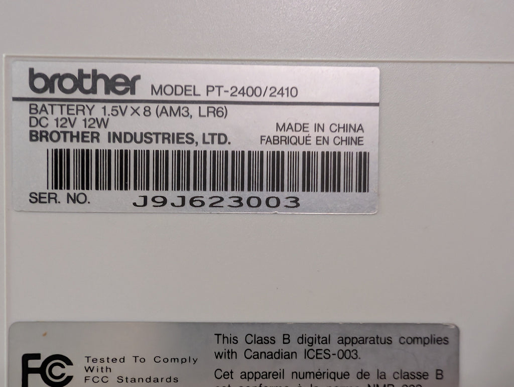 Brother PT2400 Electronic Labeling System with Carry Case