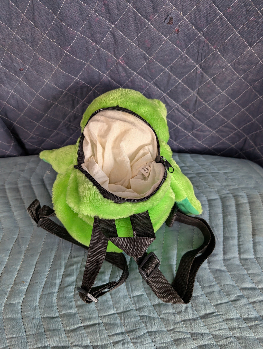 Vintage Frog Backpack {90s Plush Frog Green Kids Backpack School Book Bag Kindergarten} Small Tiny Mini Back Pack 1990s Accessory
