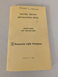 ELECTRIC SERVICE INSTALLATION RULES SERVICE FROM LOW VOLTAGE LINES Duquesne Light Company October 12, 1965