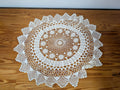 Extra-Large Round Crocheted Doily from Handmade -  Linens (Cotton Thread Doily / Table Centerpiece, Vintage, Victorian, Grandmillennial, Light Cream)