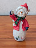 Snowman with Snowball from Unknown - 2000s Holiday Decor (Resin Figurine, Traditional, Collectible, Red, White, Green)