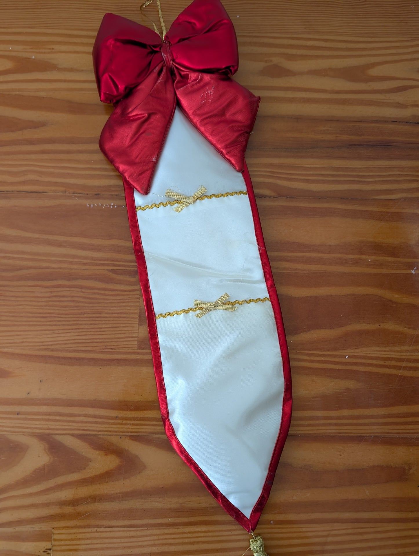 Satin Card Holder from Unknown -  Holiday Decor (Satin, Fabric Wall Hanging / Card Holder, Traditional, Glam, Red, White, Gold)