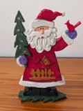 Santa with Tree and Cardinal from Unknown -  Holiday Decor (Resin Figurine, Rustic, Folk Art, Country, Red, White, Green)