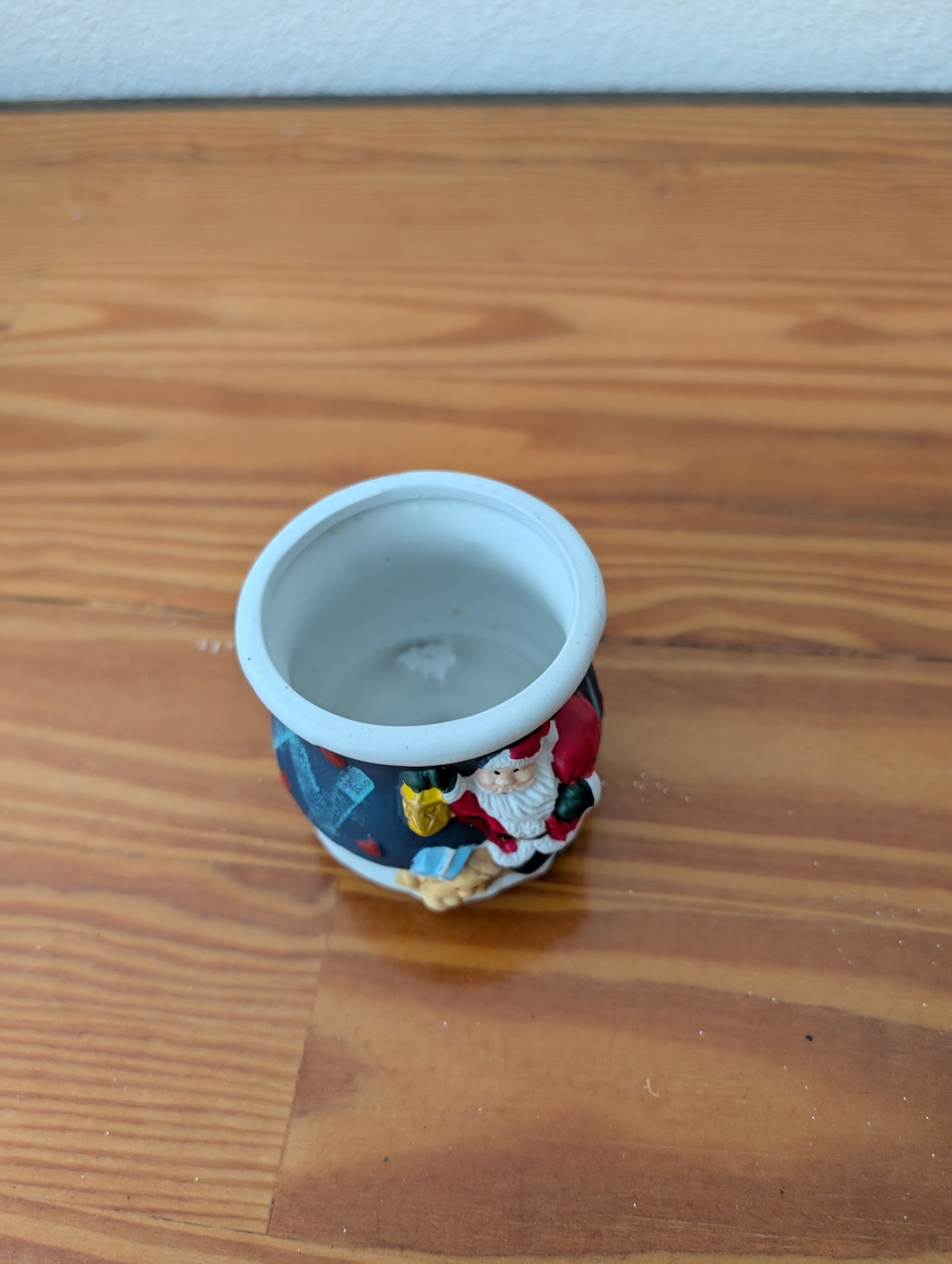 Santa Votive Holder from Unknown -  Holiday Decor (Ceramic Votive Holder, Traditional, Dark Blue, White, Red)