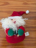Mini Plush Santa from Unknown -  Holiday Decor (Felt, String Ornament, Handmade, Craft, Red, White, Green)