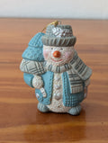 Snowman with Tree Ornament from Unknown -  Holiday Decor (Resin, Glitter Christmas Ornament, Christmas, Holiday, Traditional, Blue, Grey, White)