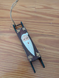 Santa Sled Ornament from Unknown -  Ornaments (Wood Ornament, Rustic, Folk Art, Cabin, Brown, Red, White)