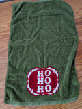 "HO HO HO" Guest Towel from Unknown -  Linens (Cotton Kitchen Linens, Traditional, Vintage, Green, Red, White)