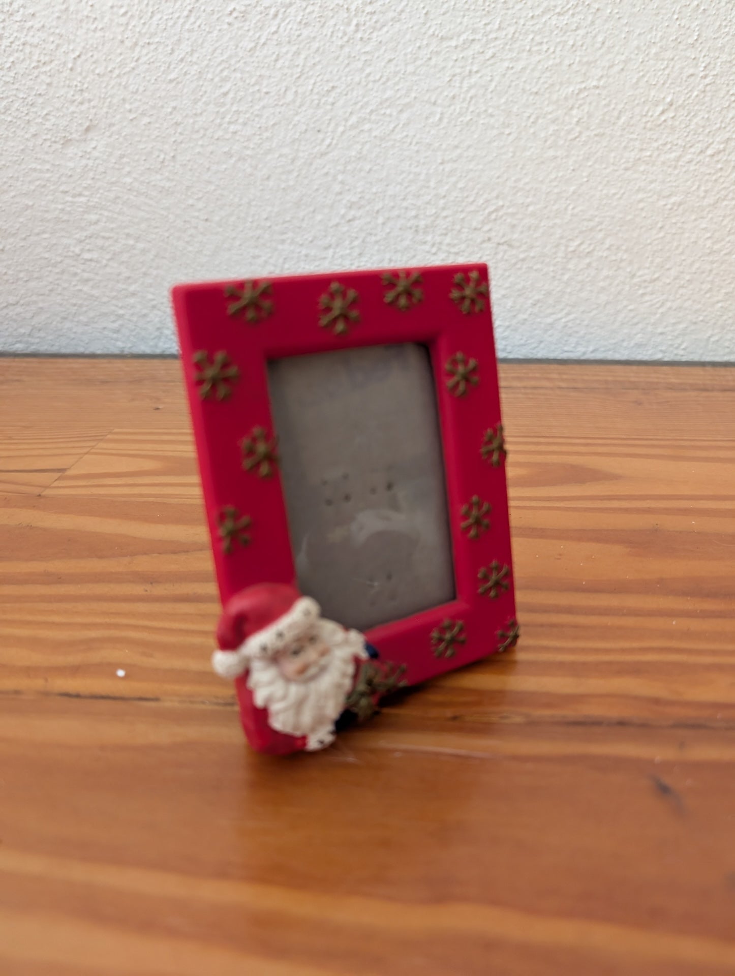 Mini Santa Picture Frame from Unknown -  Holiday Decor (Resin or Plastic Decor / Frame, Kids, Whimsical, Red, Gold, White)