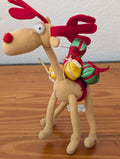 Whimsical Plush Reindeer from Unknown -  Holiday Decor (Fabric, Felt, Plastic Figurine / Decor, Whimsical, Kids, Tan, Red, Green, Yellow)