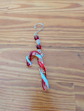 Glass Candy Cane Ornament from Unknown -  Ornaments (Glass, Plastic Beads Ornament, Traditional, Glam, Red, White, Clear)