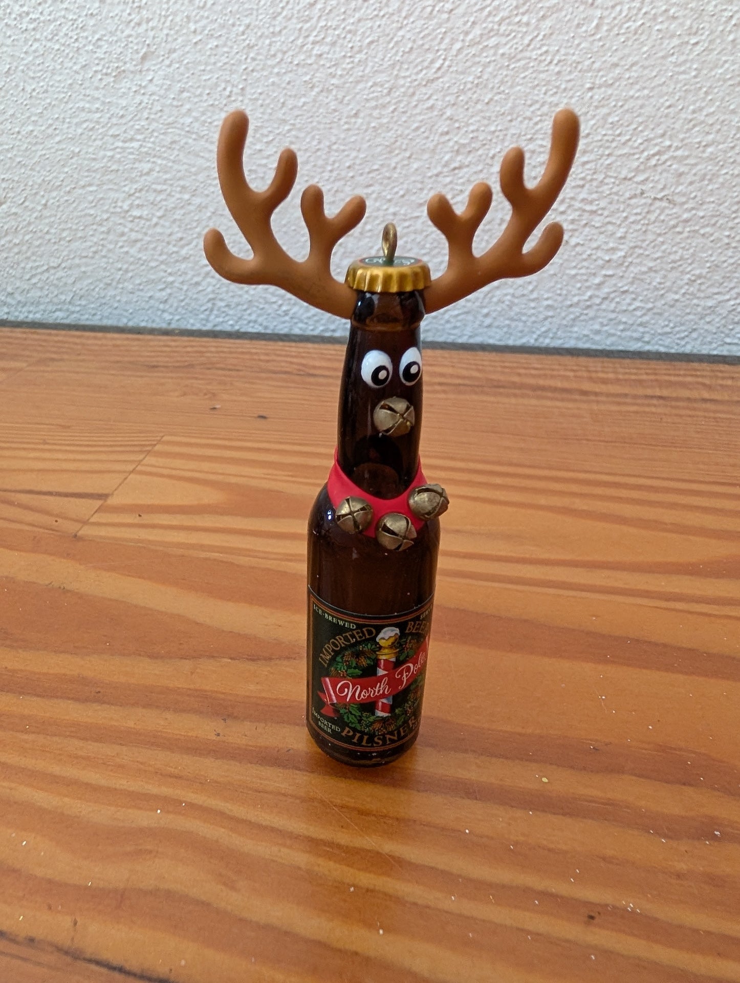 Beer Bottle Reindeer Ornament from Unknown -  Ornaments (Glass, Plastic, Metal Ornament, Novelty, Whimsical, Brown, Red, Tan)