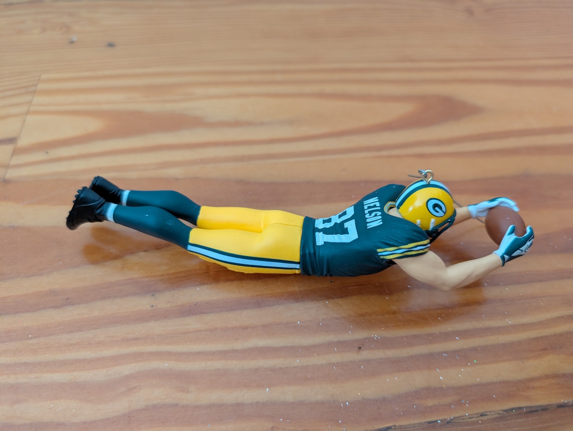 Jordy Nelson Diving Catch Ornament from Unknown -  Ornaments (Resin or Plastic Ornament, Sports-themed, Green, Yellow, White)