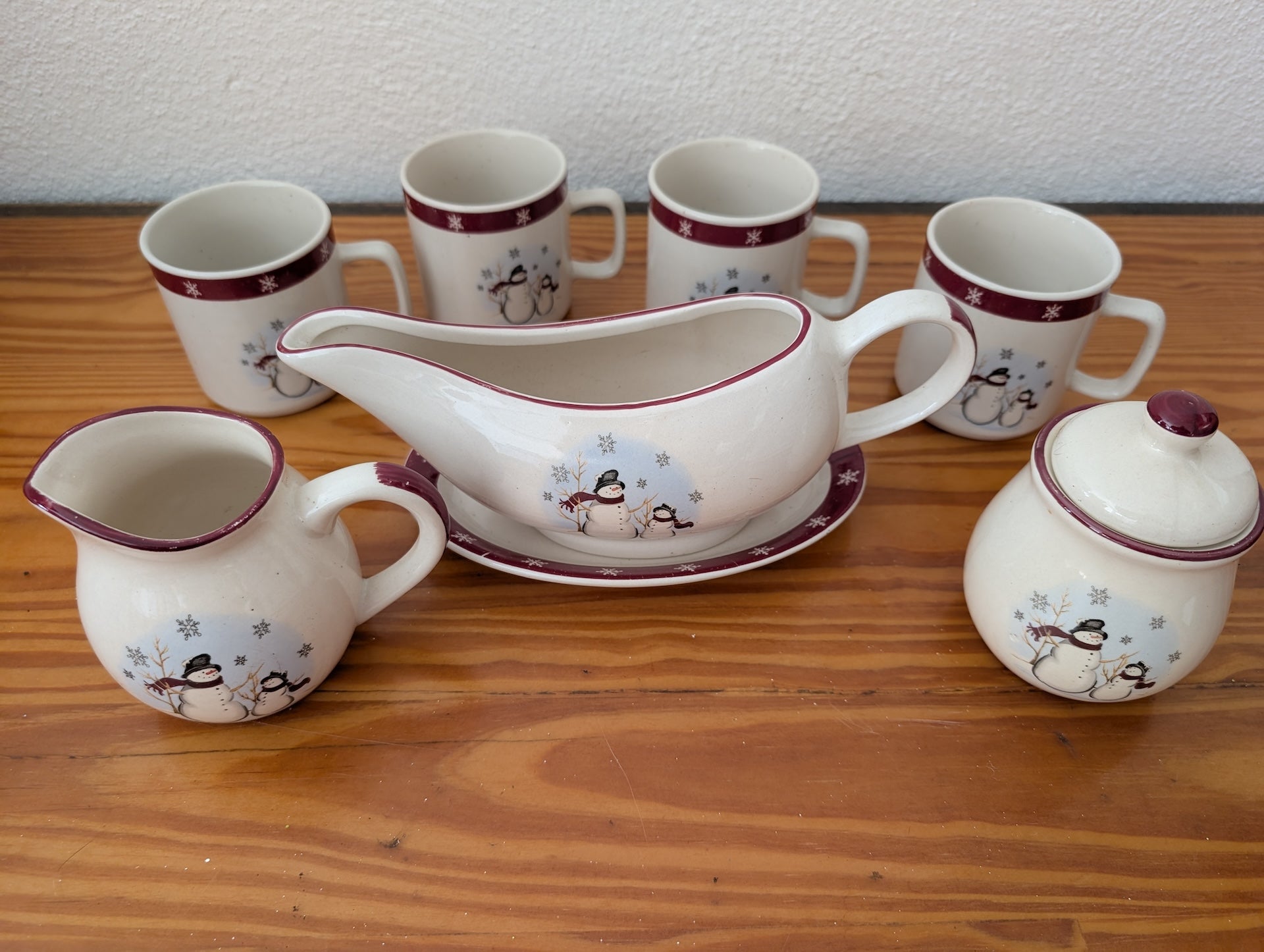 Snowman Tableware Set from Unknown -  Tabletop (Ceramic Tableware, Traditional, Kids, White, Red, Black)