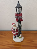 Santa with Lamppost from Unknown -  Holiday Decor (Resin Figurine, Traditional, Victorian, Red, White, Black)