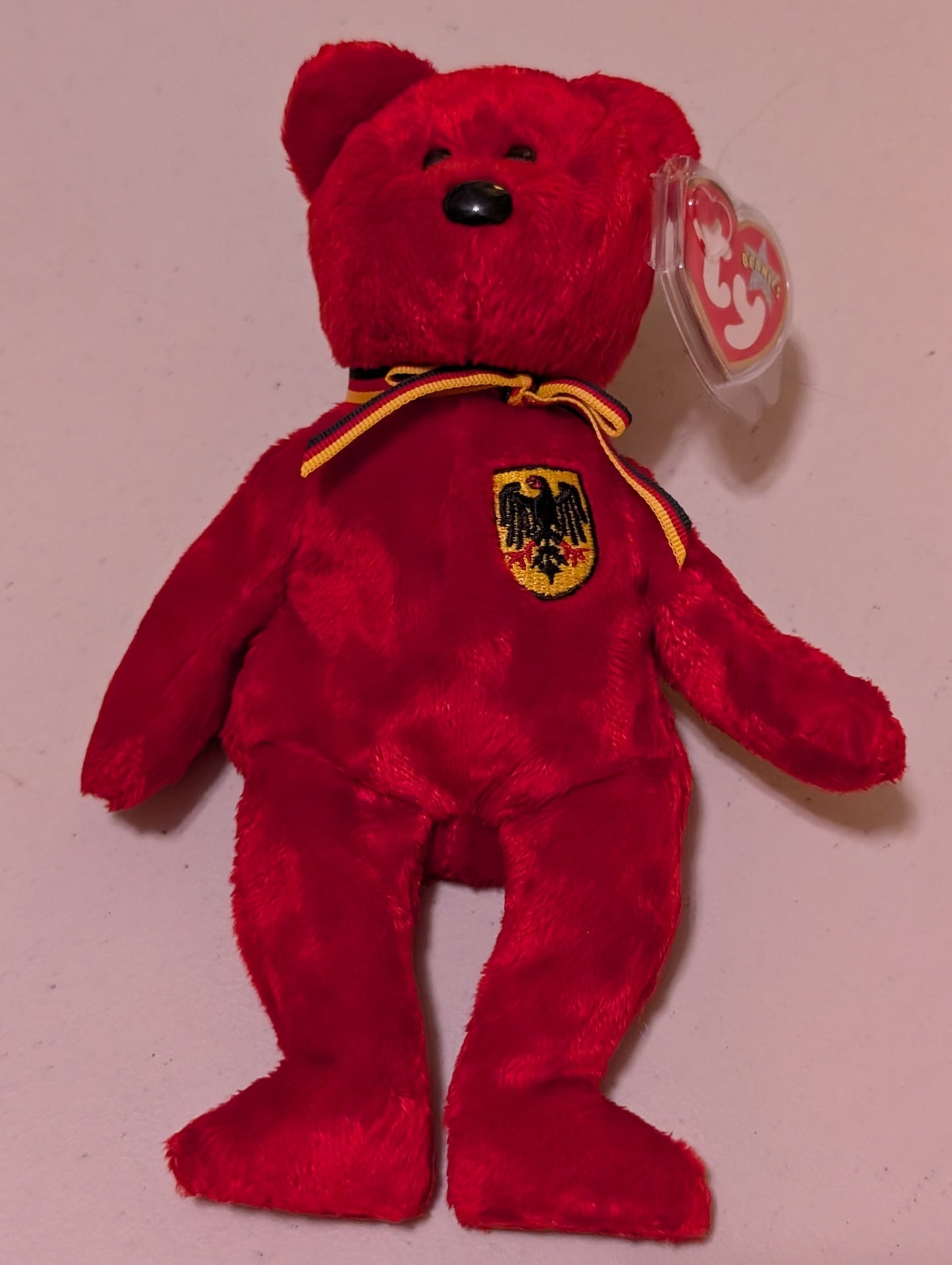 Germania the Bear - Ty Beanie Baby (Red, 2002, Plush Toy, Stuffed Animal, MWMT, Vintage, Retired)