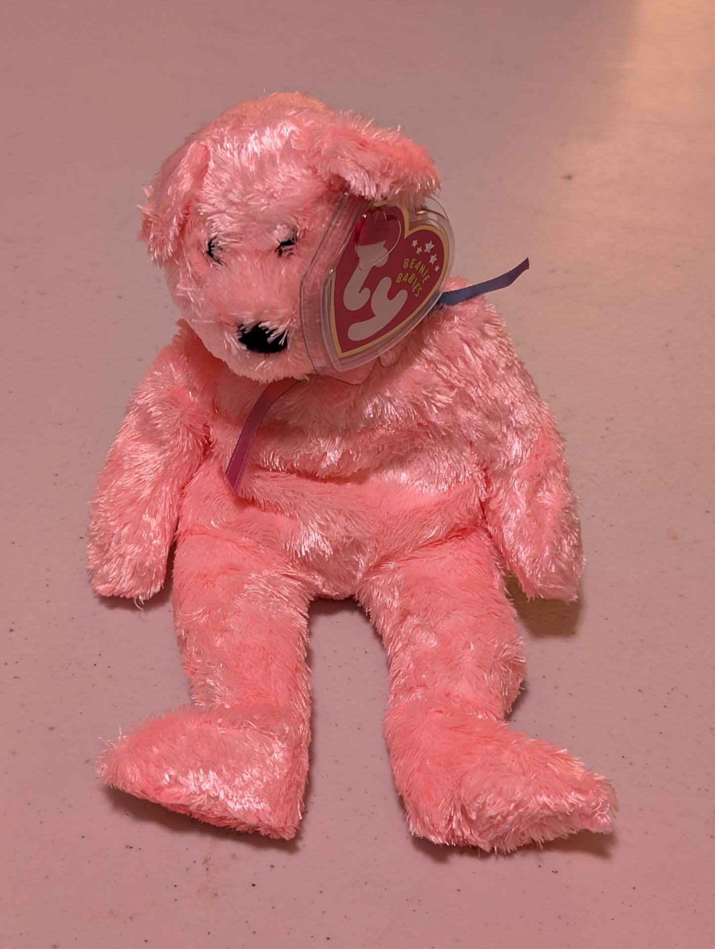 Sherbet the Bear - Ty Beanie Baby (Pink, 2000, Plush Toy, MWMT, Stuffed Animal, Vintage, Retired, Plushie)
