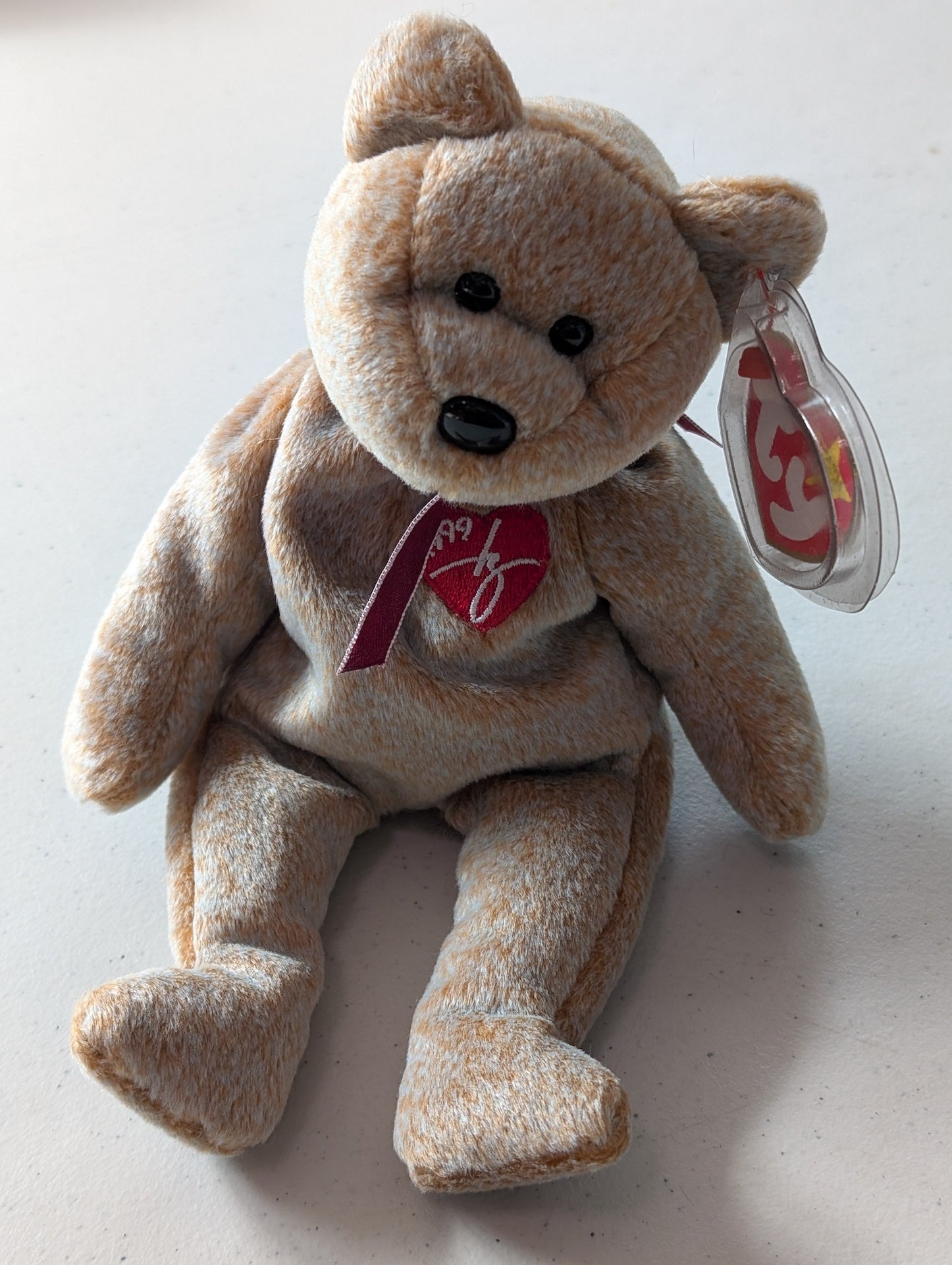 1999 Signature Bear the Bear - Ty Beanie Baby (Tan, White, 1999, Plushie, Toy, Stuffed Animal, MWMT, Vintage, Retired)